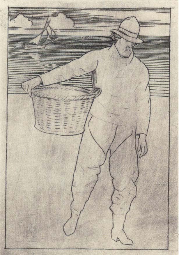 Fisherman and basket Southwold